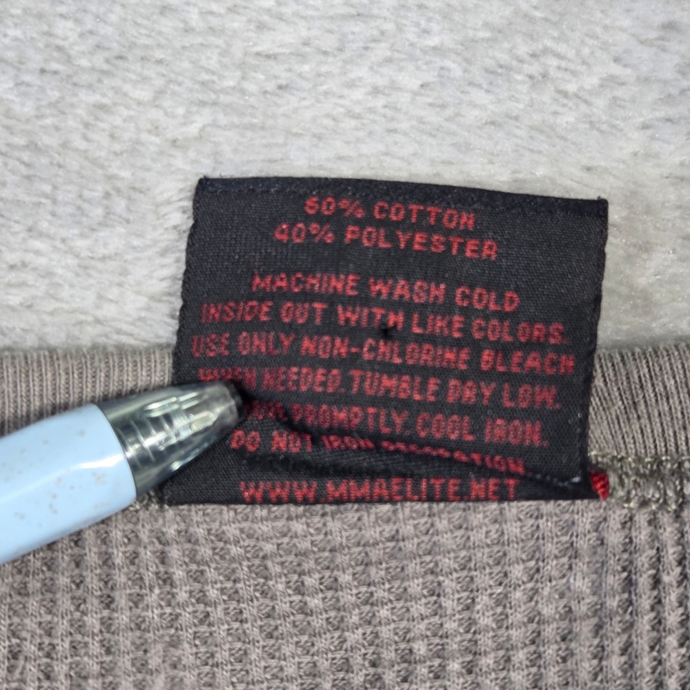 MMA Elite Mens XL Gray Waffle Knit Thermal Graphic Y2k Shirt Skulls Crosses Punk - Picture 6 of 10